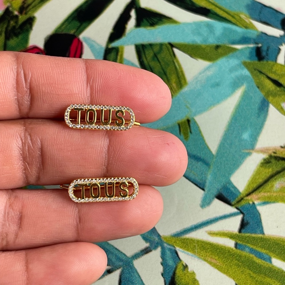 TOUS Logo climber earrings in silver vermeil